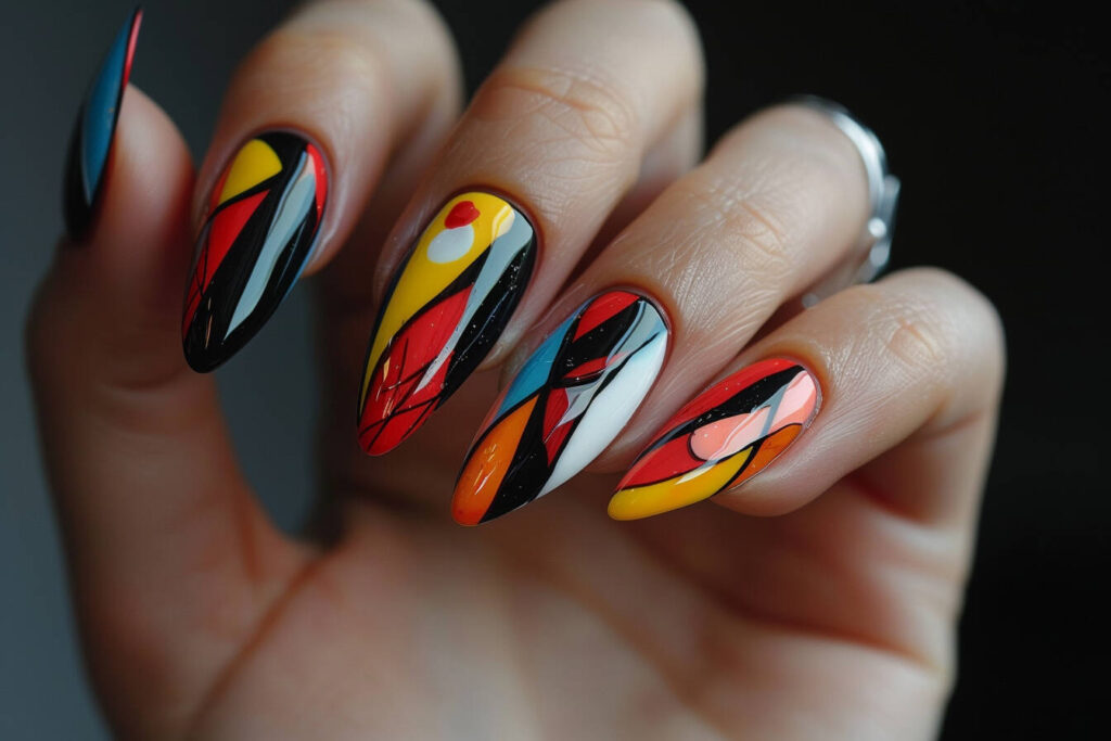 abstract black acrylic nail designs