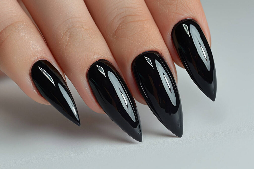 acrylic nails in a stiletto shape