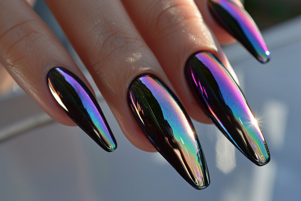 black acrylic nails a futuristic vibe