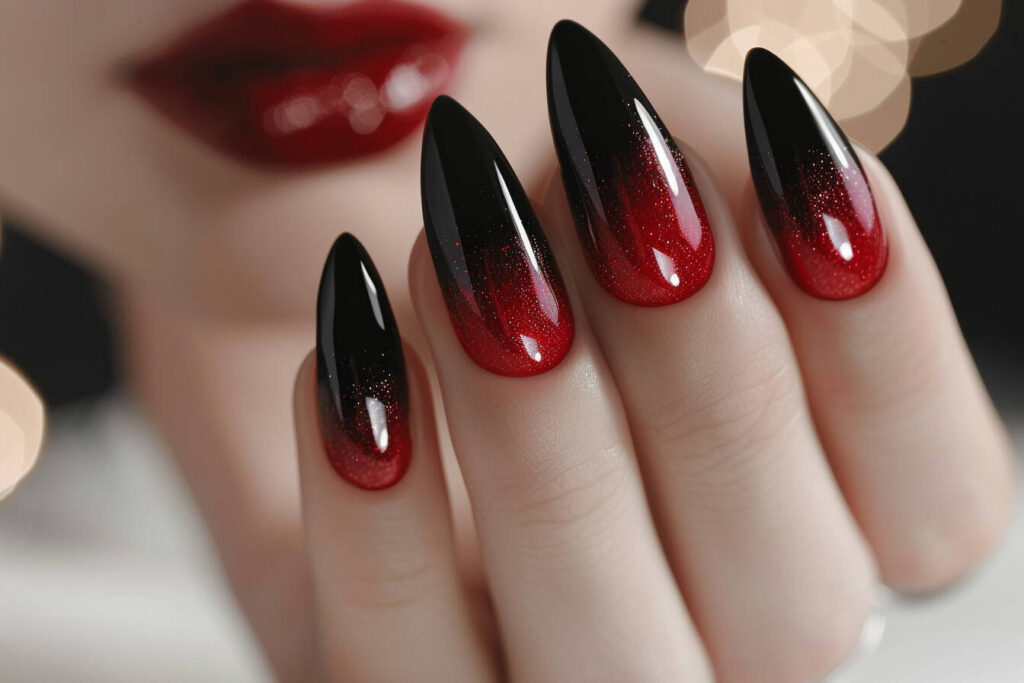black and red acrylic nails