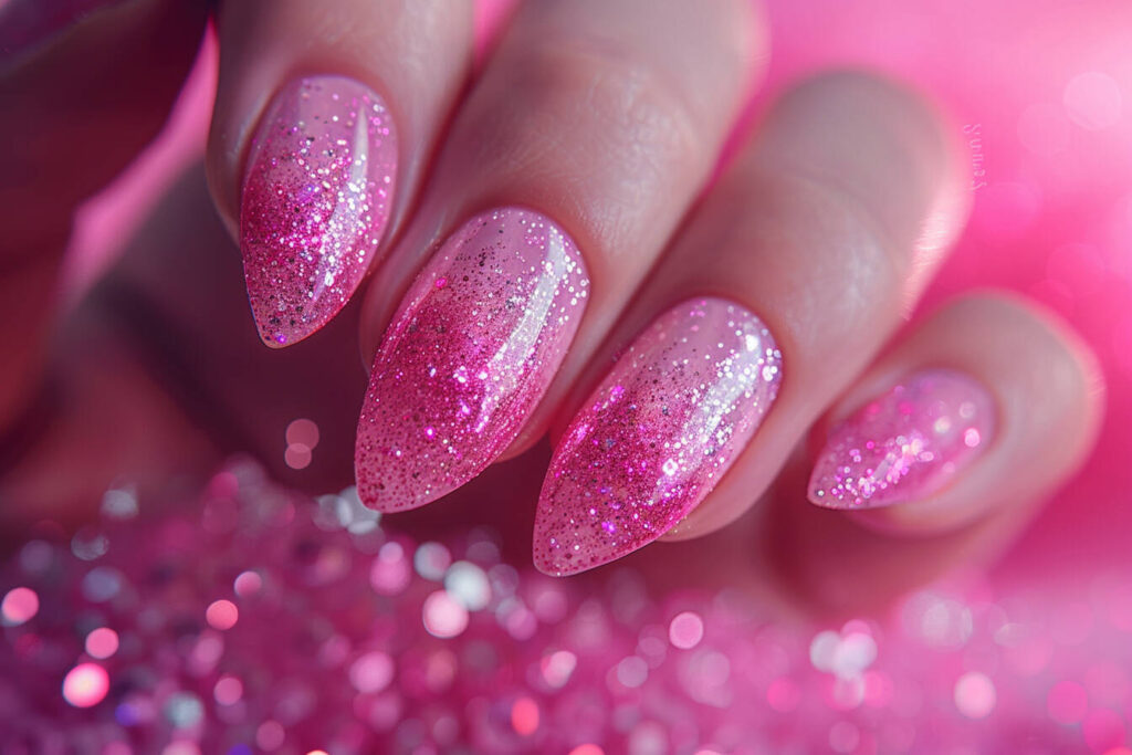 diamond particles over a nails
