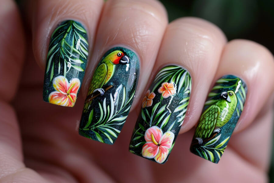 tropical paradise nail art