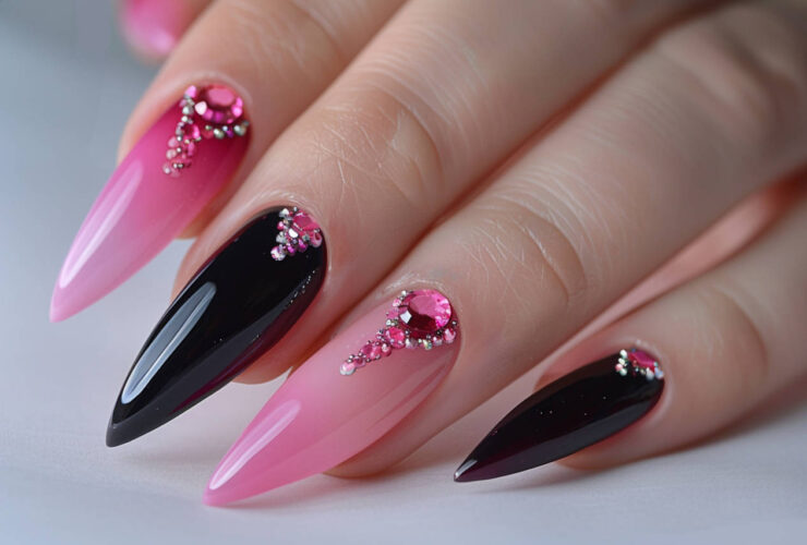 Black and Pink Nails Ideas