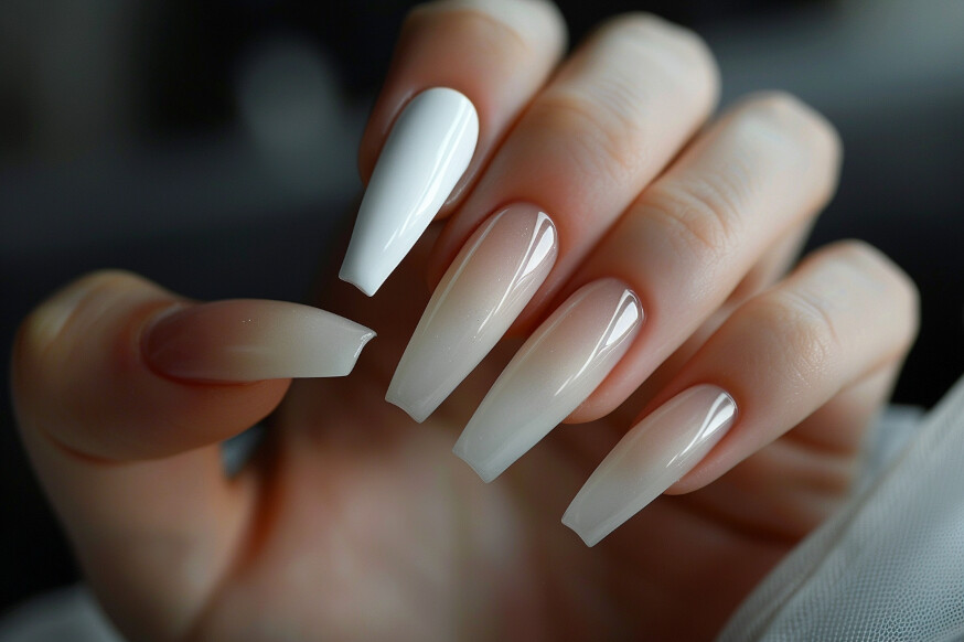 Coffin French Tip Nails