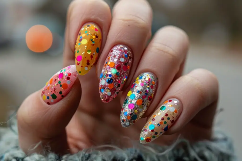 Colorful Confetti Nails
