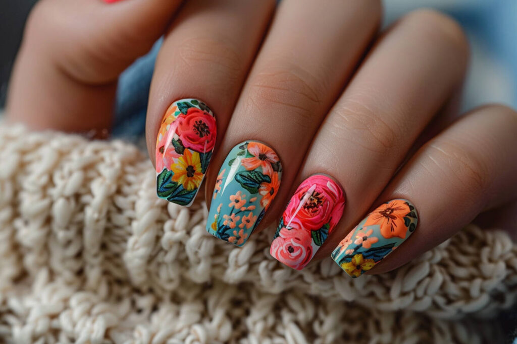 Floral patterns for Mother's Day nails