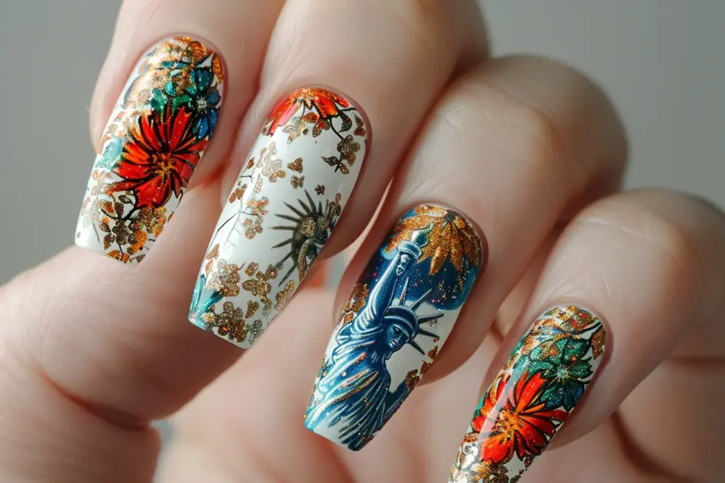 Freedom and Liberty nail design