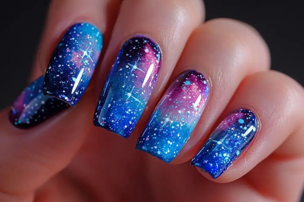 Galaxy French Tip nails