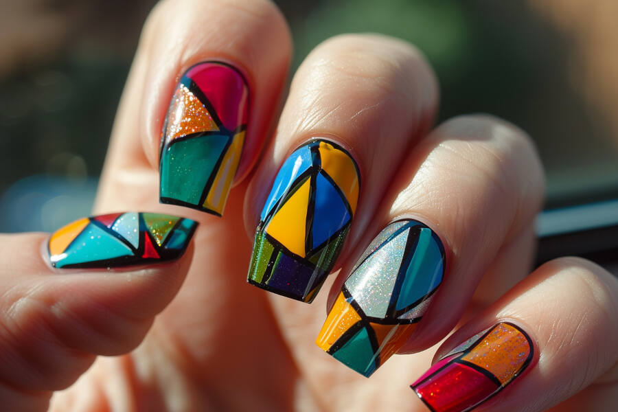 Geometric patterns nail art