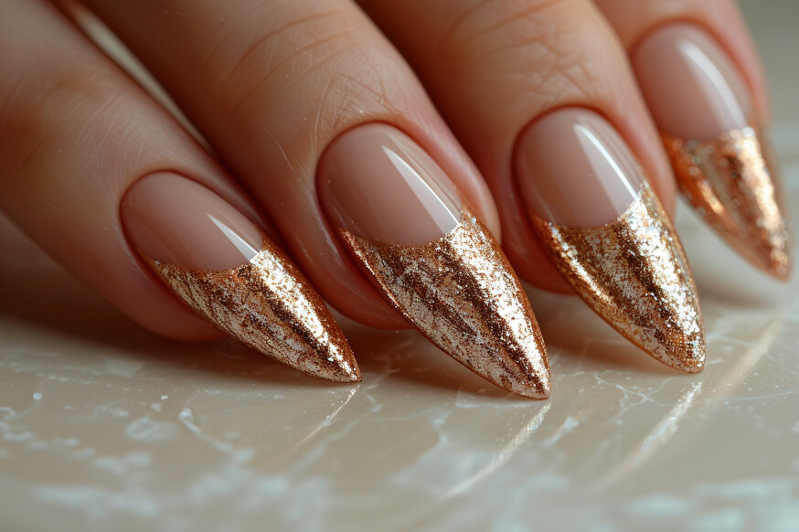 Metallic French Tip Nails