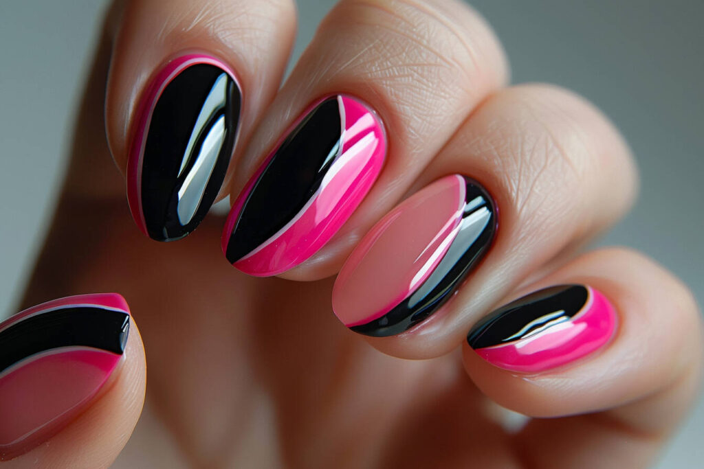 Negative Space with Pink and Black Polish