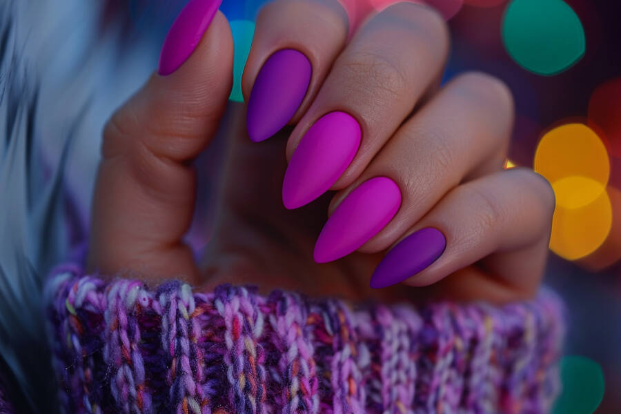 Neon Purple Matte Nails