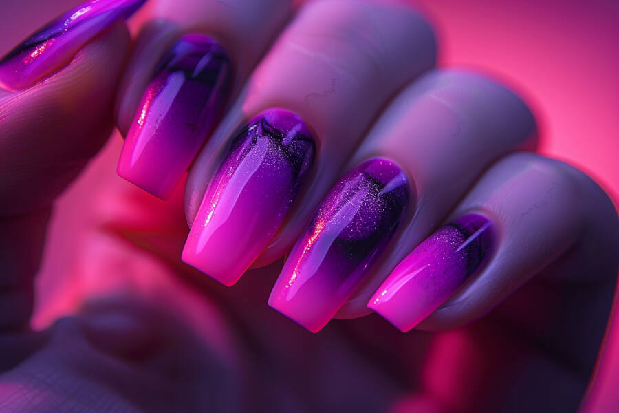 Neon Purple Ombre Nails
