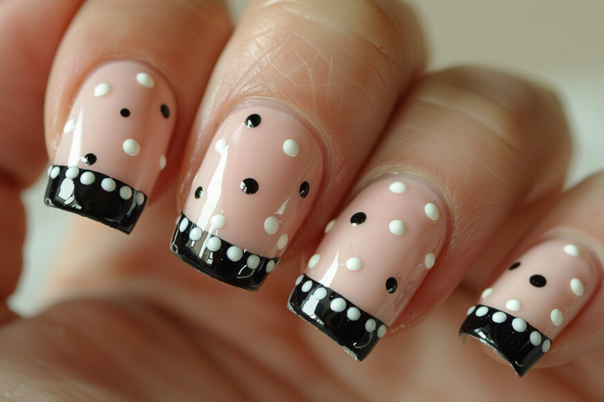 Polka Dot French Tip Nails