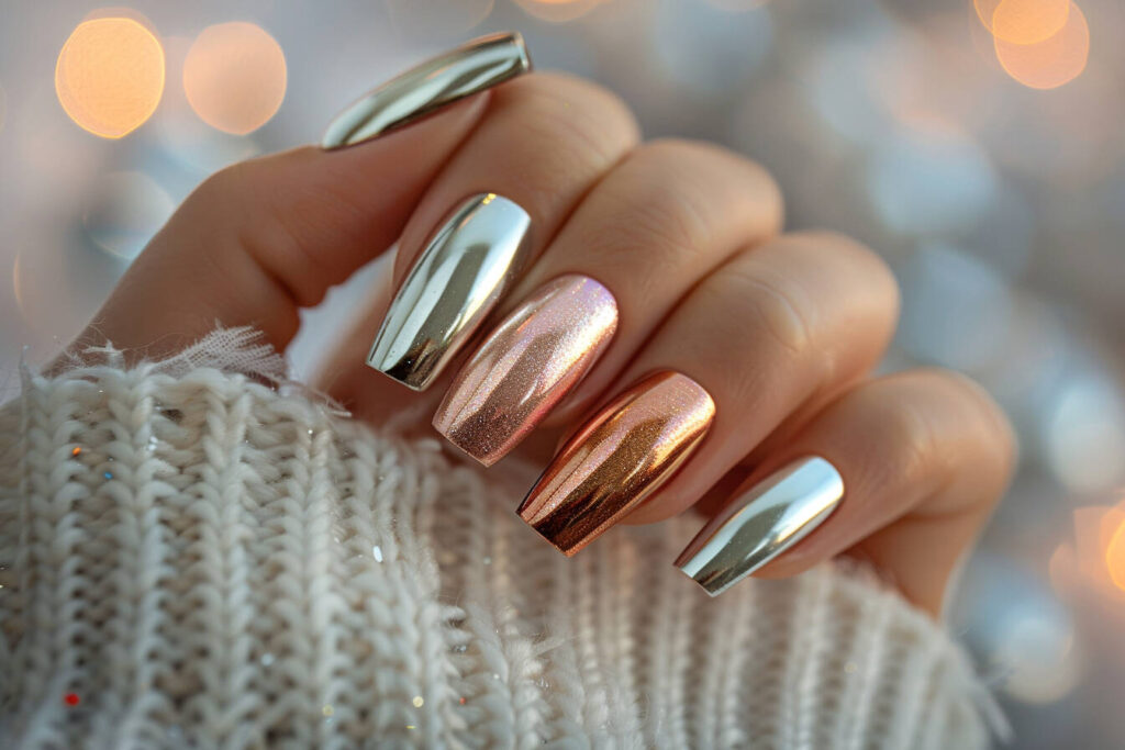 Shimmery metallic polishes