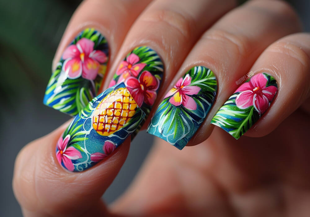 Tropical Acrylic Nails