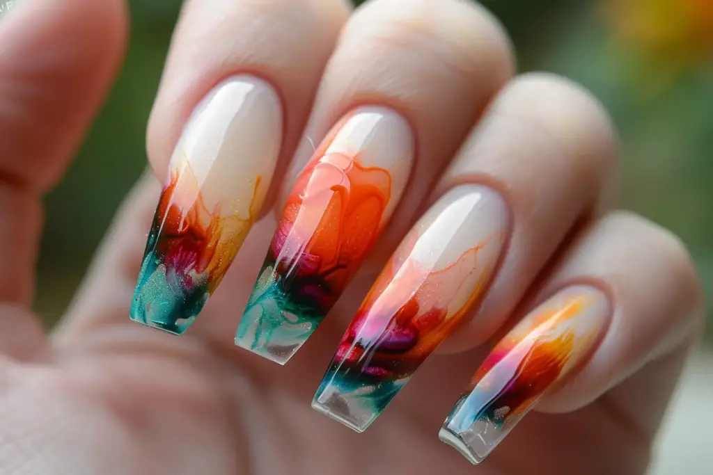 Watercolor French Tip Nails