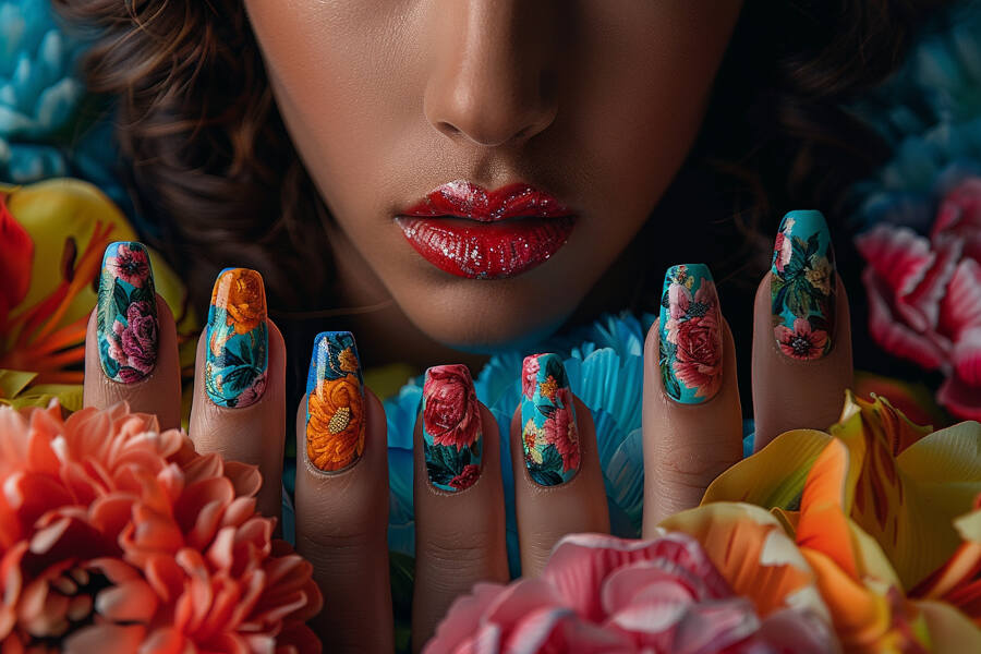 bold floral nail patterns