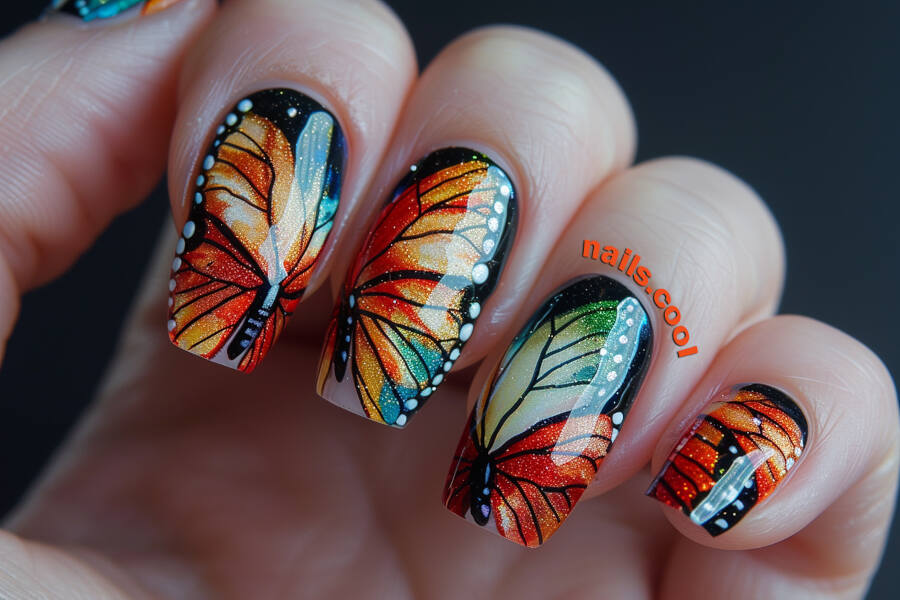 butterflies gracefully fluttering across your nails