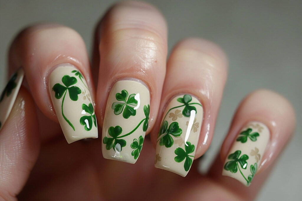 four-leaf clover stamping nail design