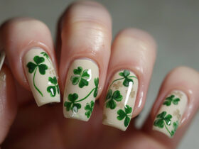 four-leaf clover stamping nail design