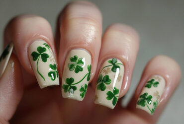 four-leaf clover stamping nail design