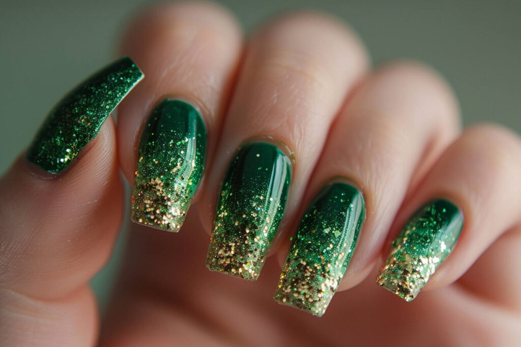 green and gold glitter