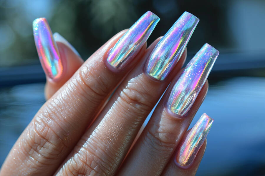 holographic coffin nails