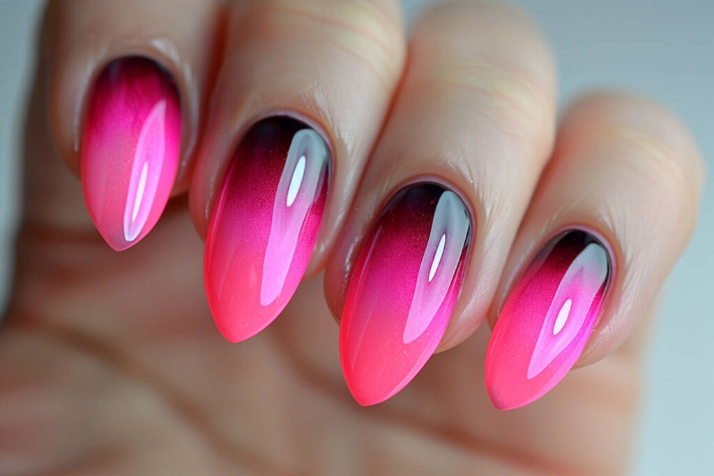 hot pink ombre nail design