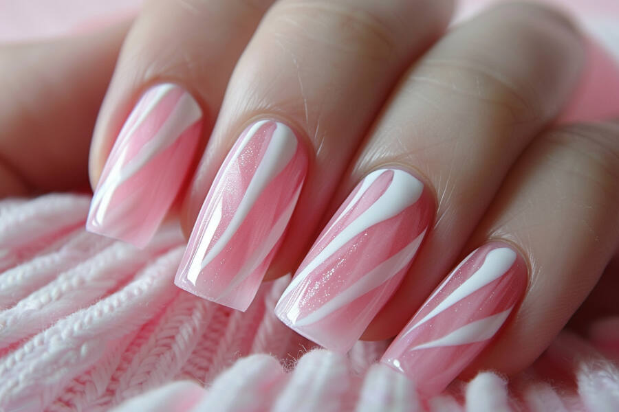 nails adorned in delicate stripes