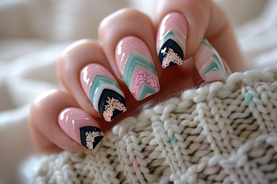 nails with chevron patterns