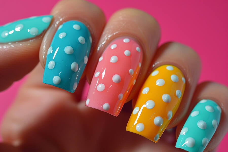 nails with polka dot patterns