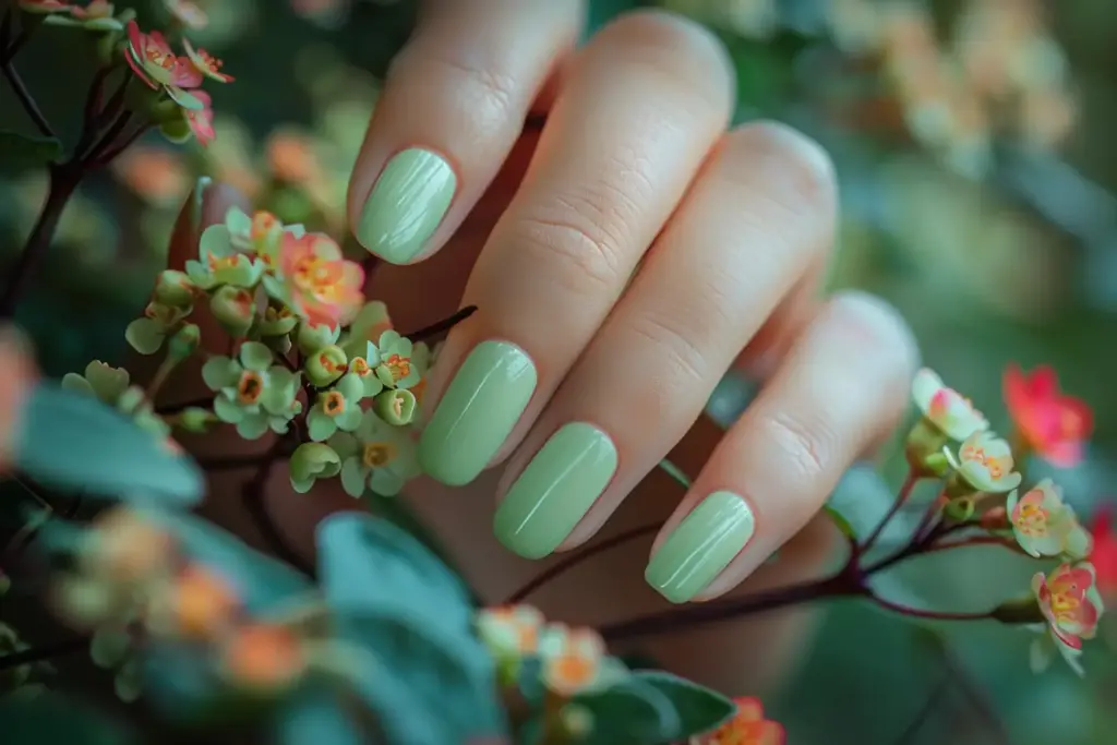 sage green hue nails color