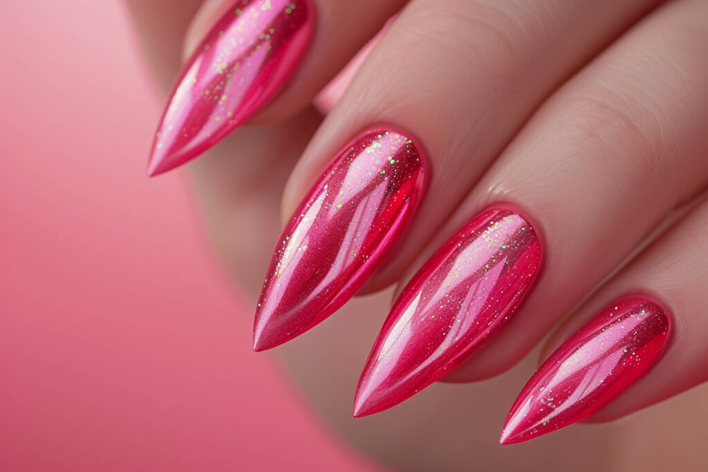 touch of luxe to hot pink nails