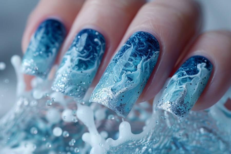tranquil beauty of the ocean with nails