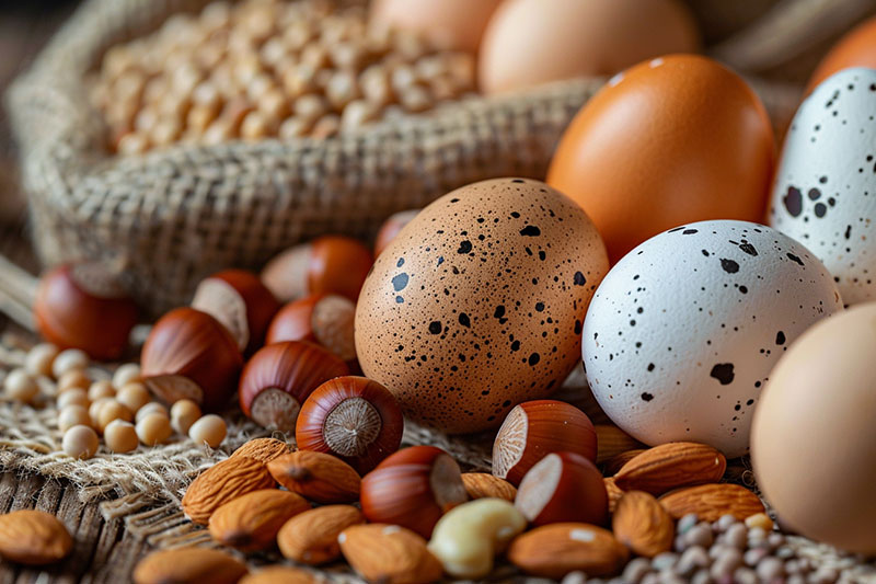 vitamin b7 Eggs nuts and legumes