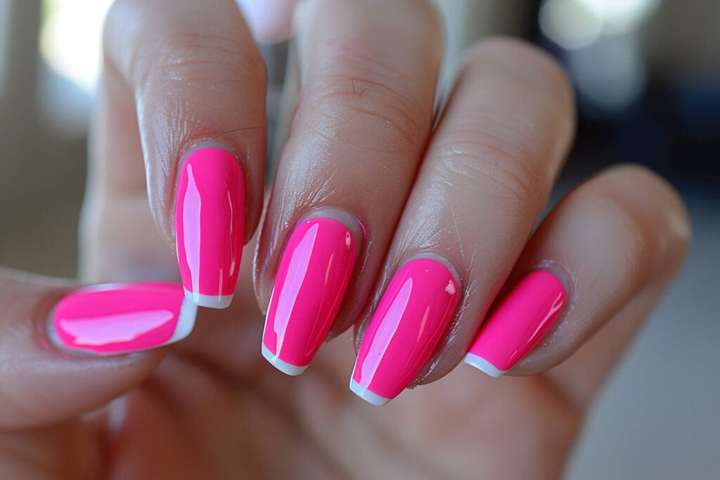 white tips for hot pink nails