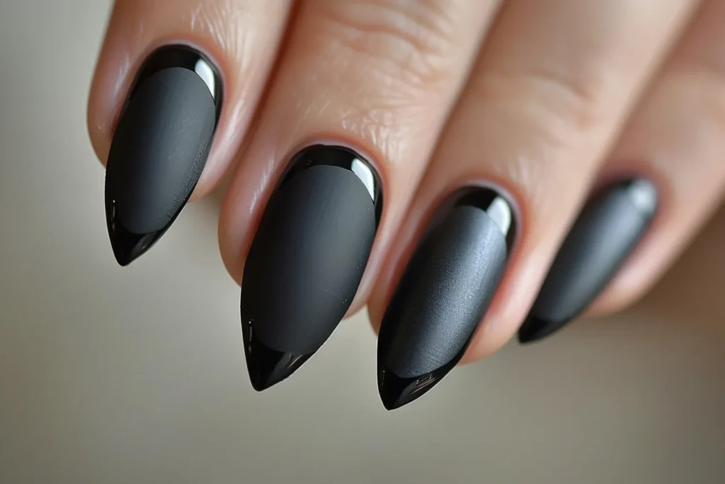 Matte Black french nails