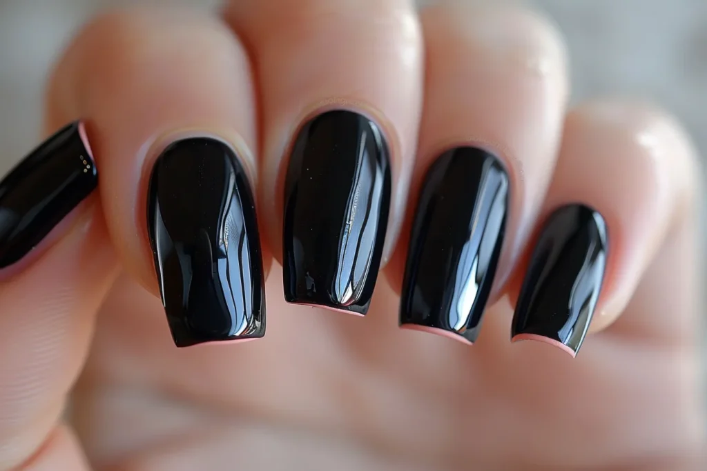 Minimal Black Tips nails