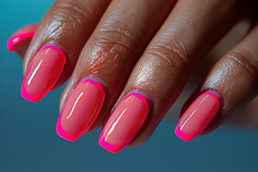 Negative Space Hot Pink French Tips