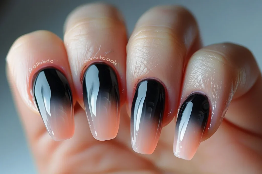 Ombre Black french Tips nails