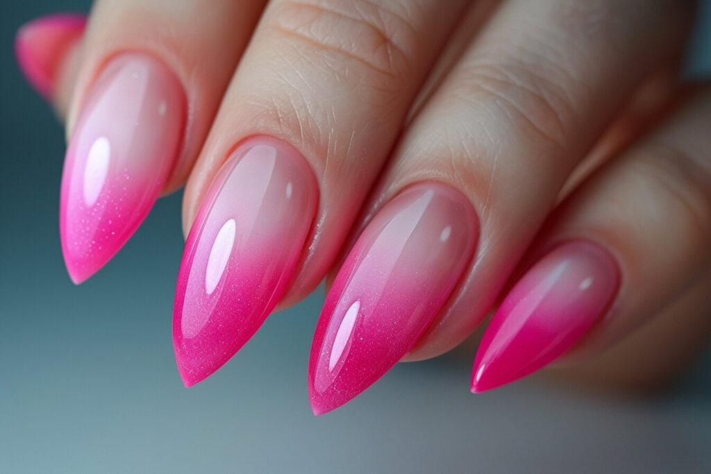 Ombre Hot Pink French Tips