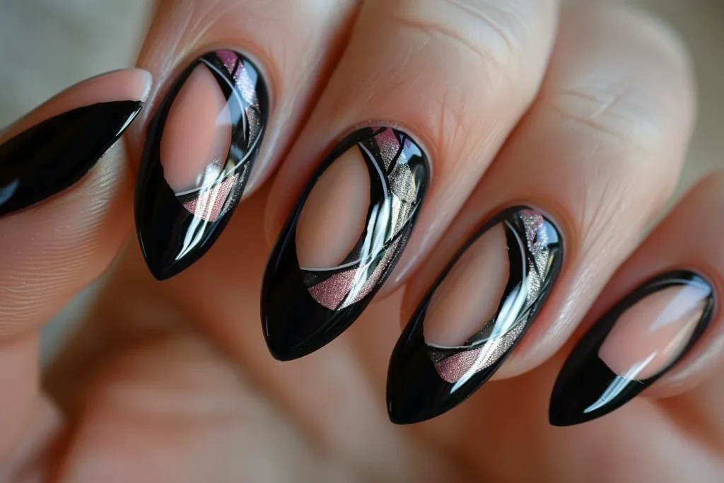 black portion of the french tip nail