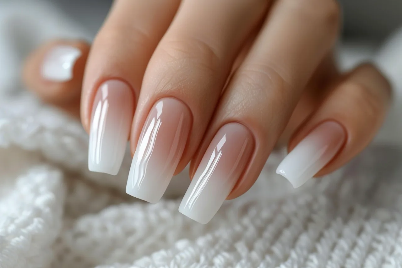 coffin French tip nail