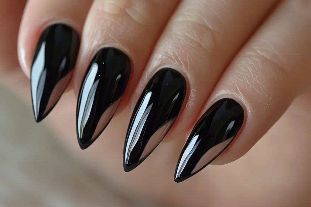 stiletto nails black french tips