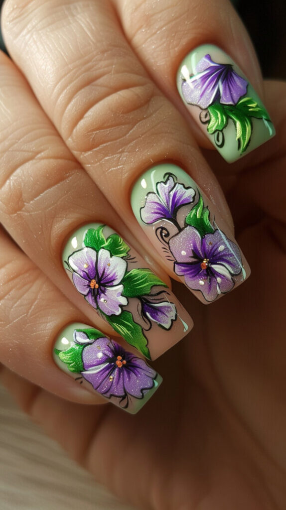 Botanical Bliss green nails