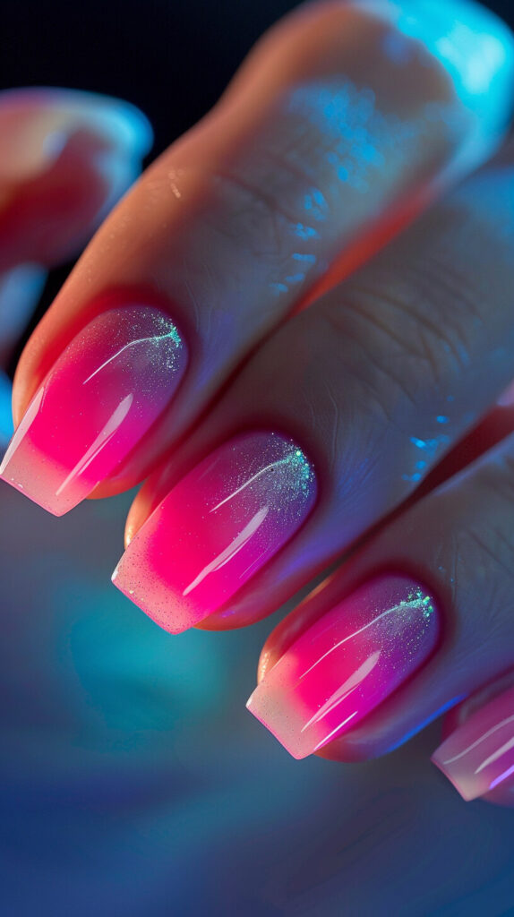 Electric Pink Ombre nails