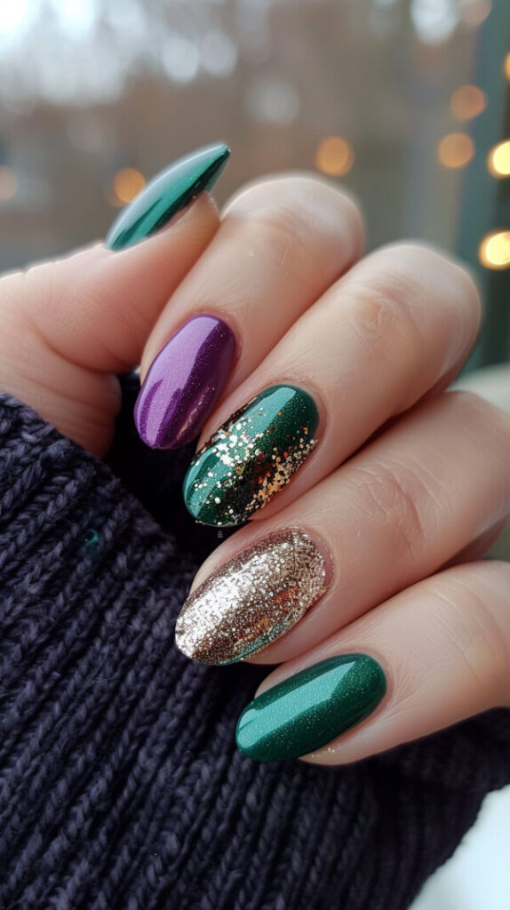 Jewel Tones green nails