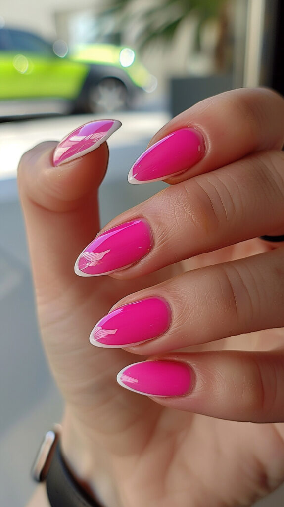 Neon pink French Tips nails