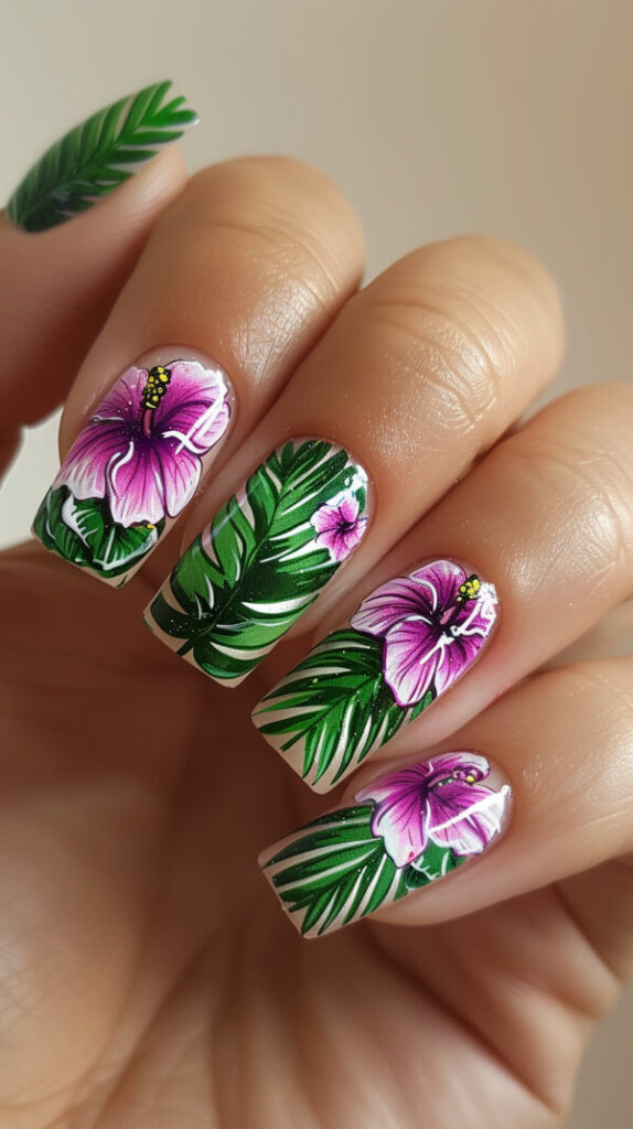 Tropical Vibes green nails